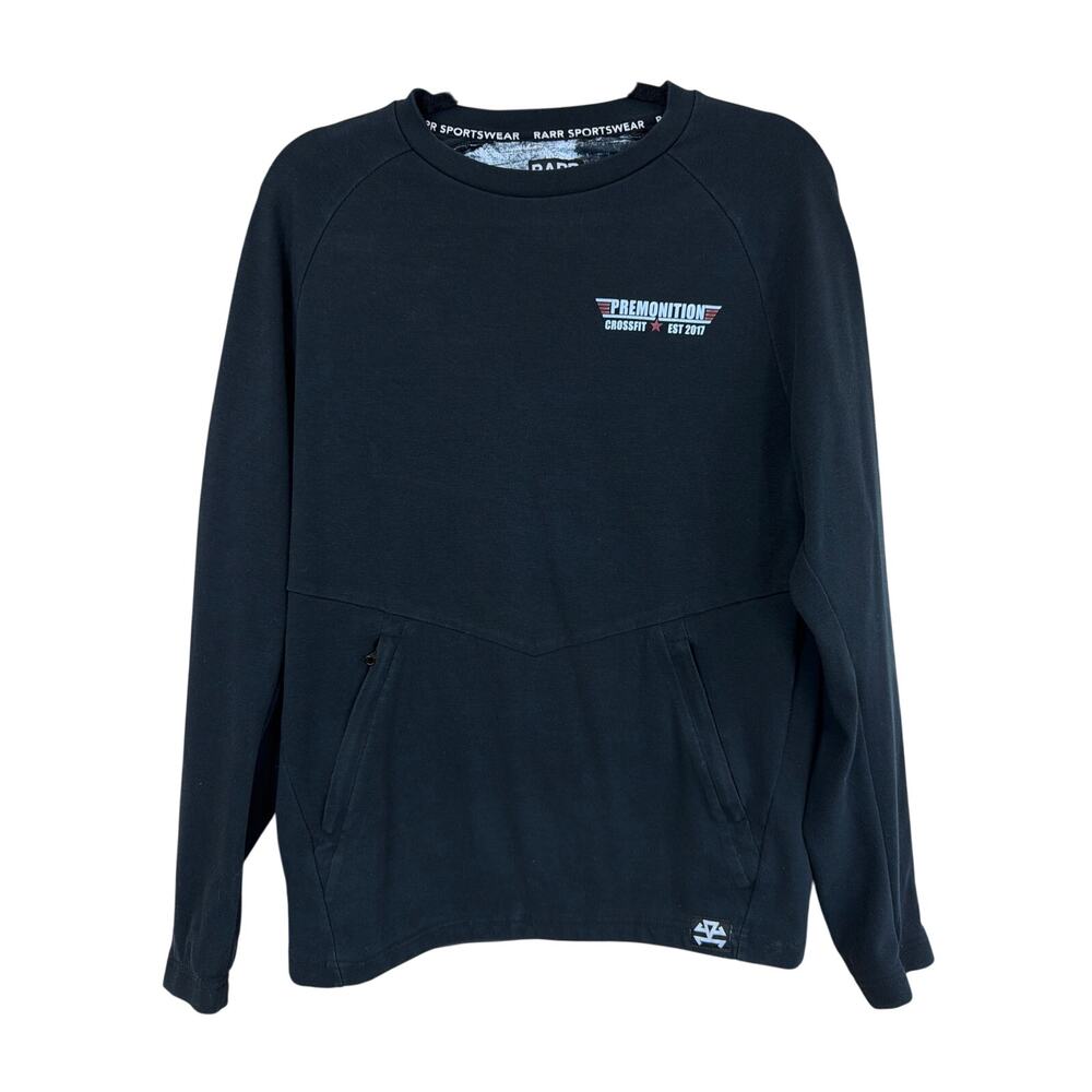 Rarr Black Crewneck Long Sleeve Sweatshirt Size MED Crossfit